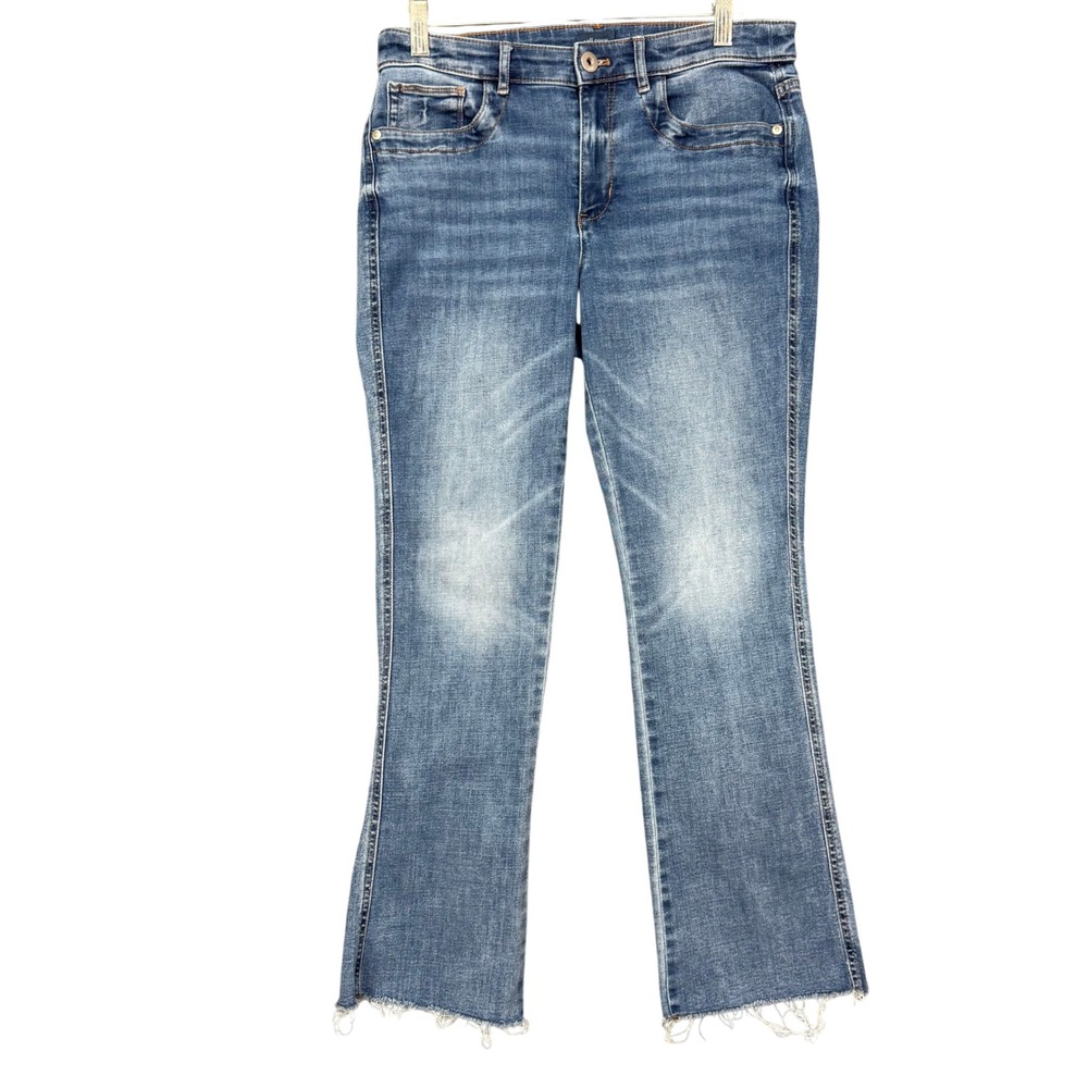 J‎ Jill Bootcut Jeans Womens 8P Blue Raw Hem Medium Wash Cotton Stretch Blend